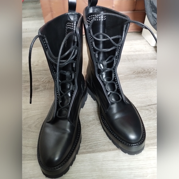 Alaia Embellished Leather Combat Boots 9 - Picture 5 of 13